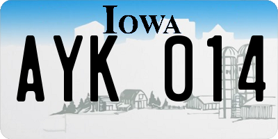 IA license plate AYK014