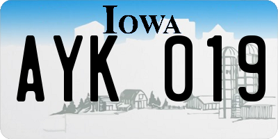 IA license plate AYK019