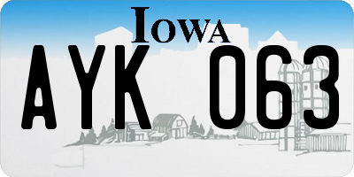 IA license plate AYK063