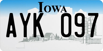 IA license plate AYK097
