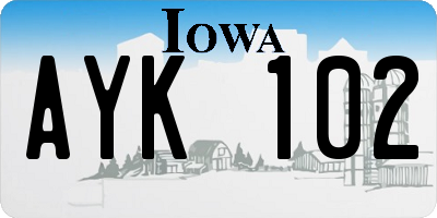 IA license plate AYK102