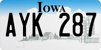 IA license plate AYK287