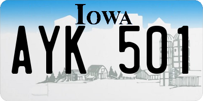 IA license plate AYK501