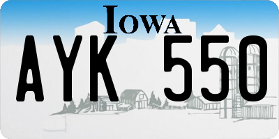 IA license plate AYK550