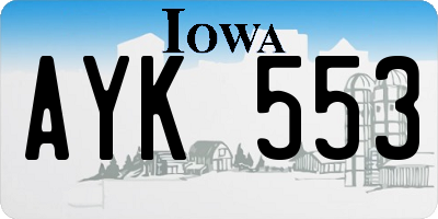 IA license plate AYK553