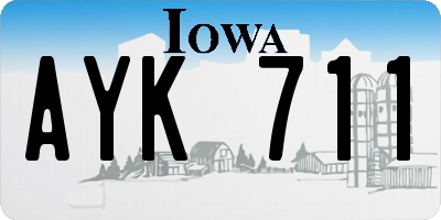 IA license plate AYK711
