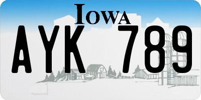 IA license plate AYK789