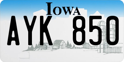 IA license plate AYK850