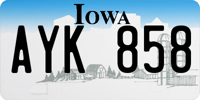 IA license plate AYK858
