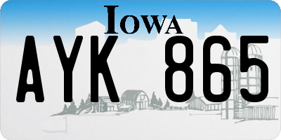 IA license plate AYK865