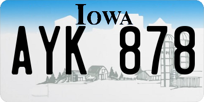 IA license plate AYK878