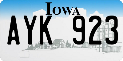 IA license plate AYK923