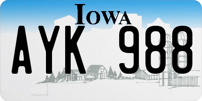 IA license plate AYK988