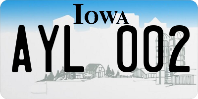IA license plate AYL002