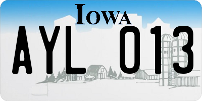 IA license plate AYL013