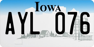 IA license plate AYL076