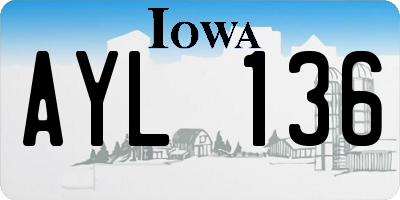 IA license plate AYL136