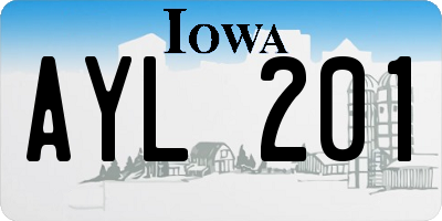 IA license plate AYL201