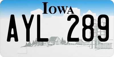 IA license plate AYL289