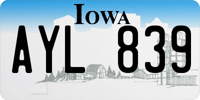 IA license plate AYL839