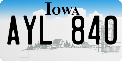 IA license plate AYL840