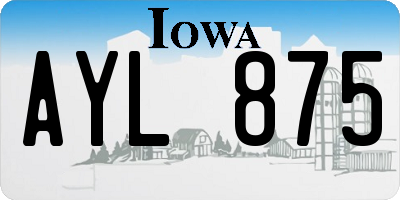 IA license plate AYL875