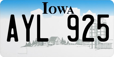 IA license plate AYL925