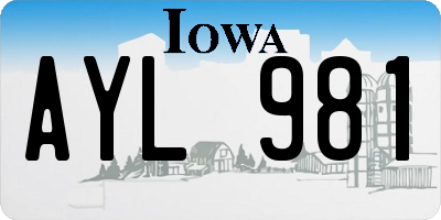 IA license plate AYL981
