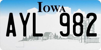 IA license plate AYL982