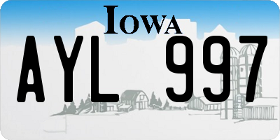 IA license plate AYL997