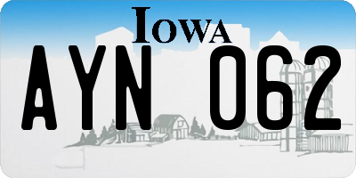 IA license plate AYN062