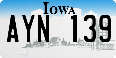 IA license plate AYN139