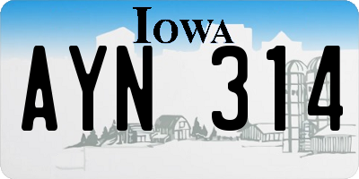 IA license plate AYN314