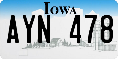 IA license plate AYN478
