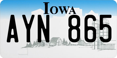 IA license plate AYN865