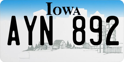 IA license plate AYN892