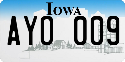 IA license plate AYO009