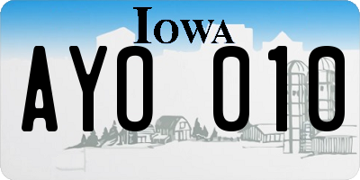 IA license plate AYO010
