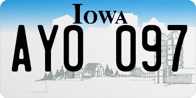 IA license plate AYO097