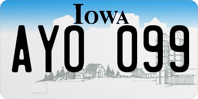 IA license plate AYO099