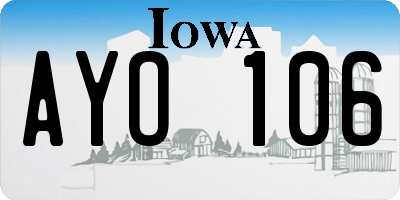 IA license plate AYO106