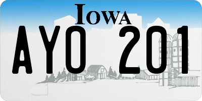 IA license plate AYO201