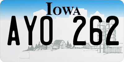 IA license plate AYO262