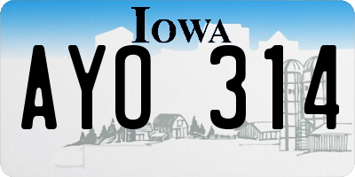 IA license plate AYO314