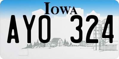 IA license plate AYO324
