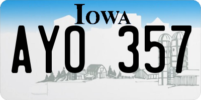 IA license plate AYO357