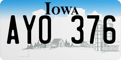 IA license plate AYO376