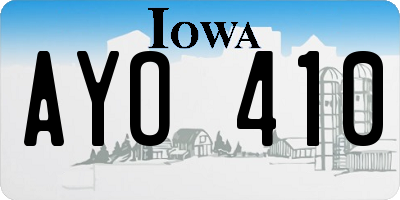 IA license plate AYO410