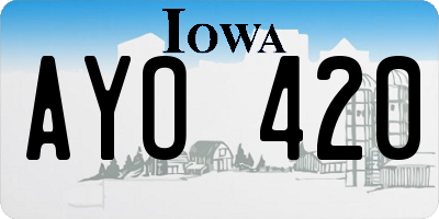 IA license plate AYO420
