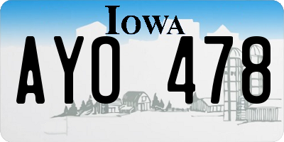 IA license plate AYO478